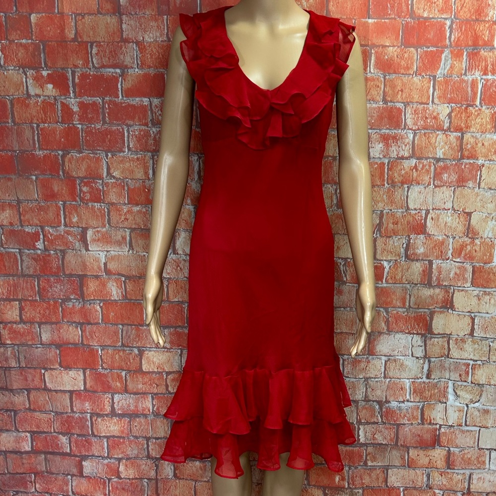 American‎ Living Red Ruffled Gauze Dress